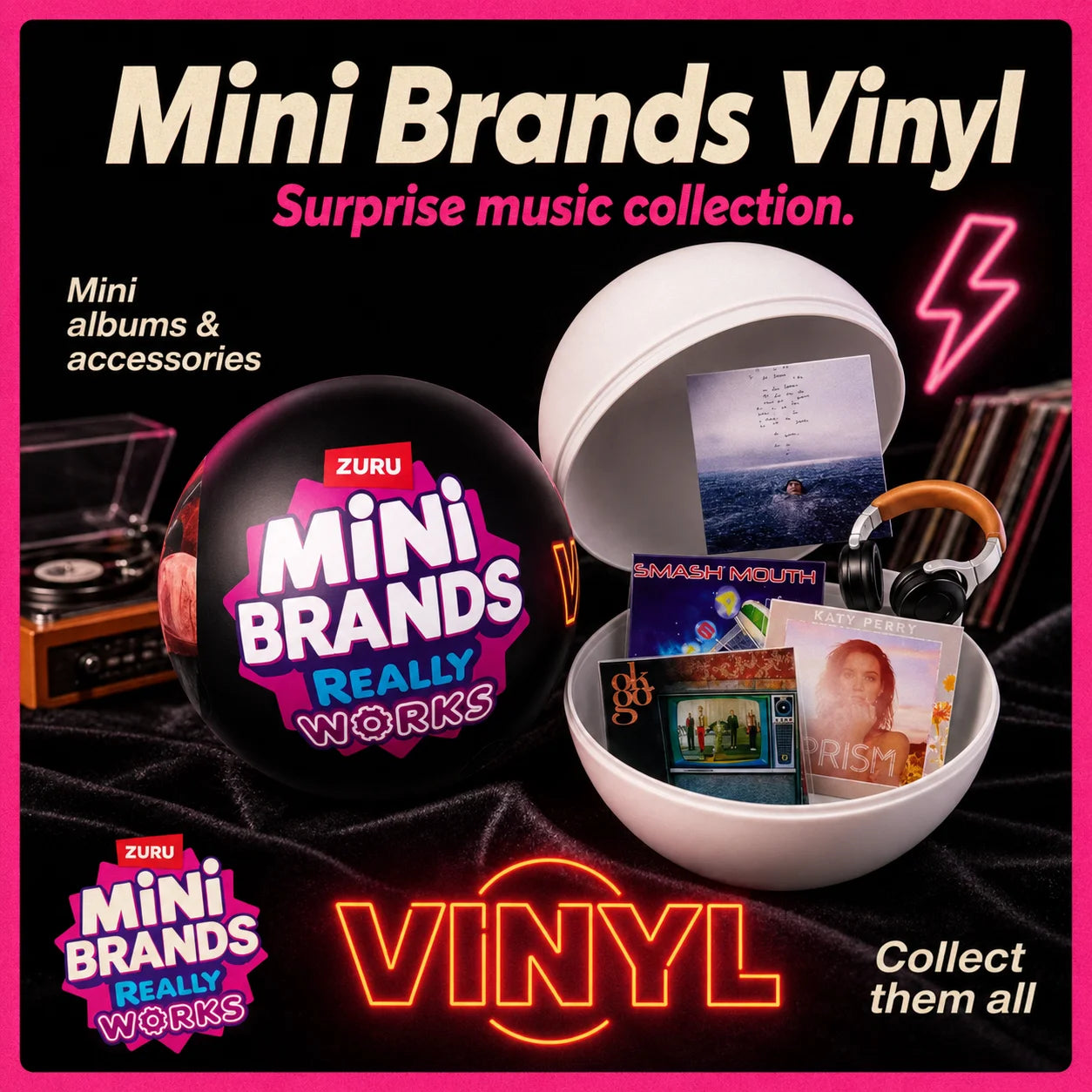 Mini Brands Vinyl Player Blind Box Plays Music Surprise Ball Toy