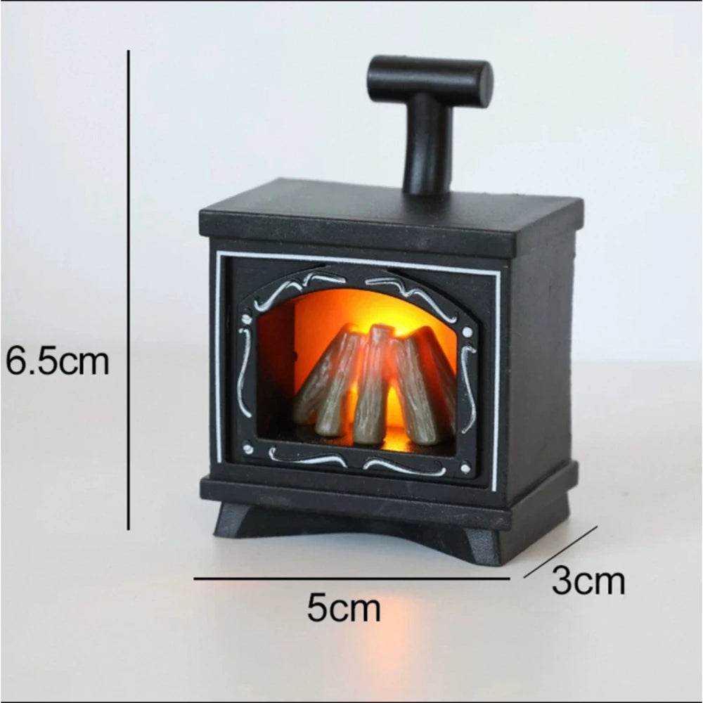 Mini Cat Fireplace Refrigerator with LED