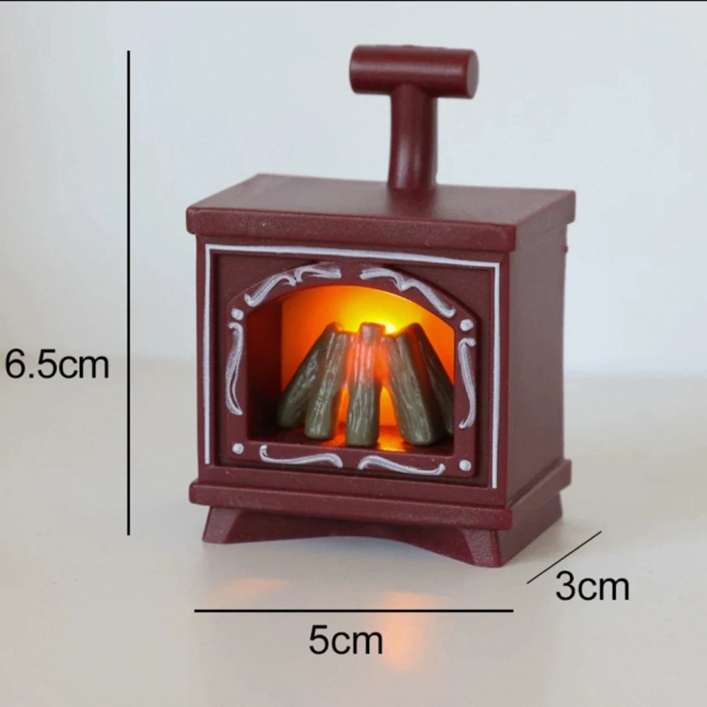 Mini Cat Fireplace Refrigerator with LED