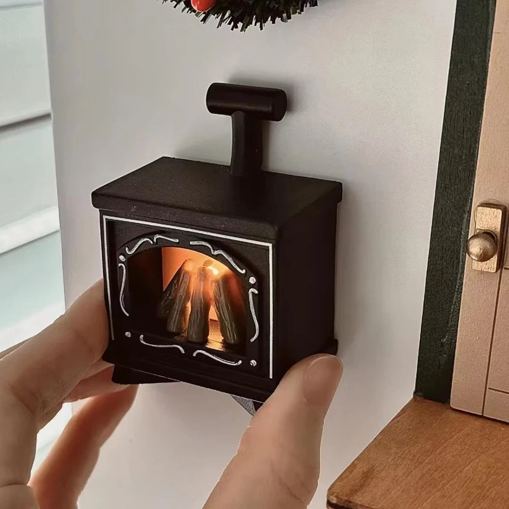 Mini Cat Fireplace Refrigerator with LED