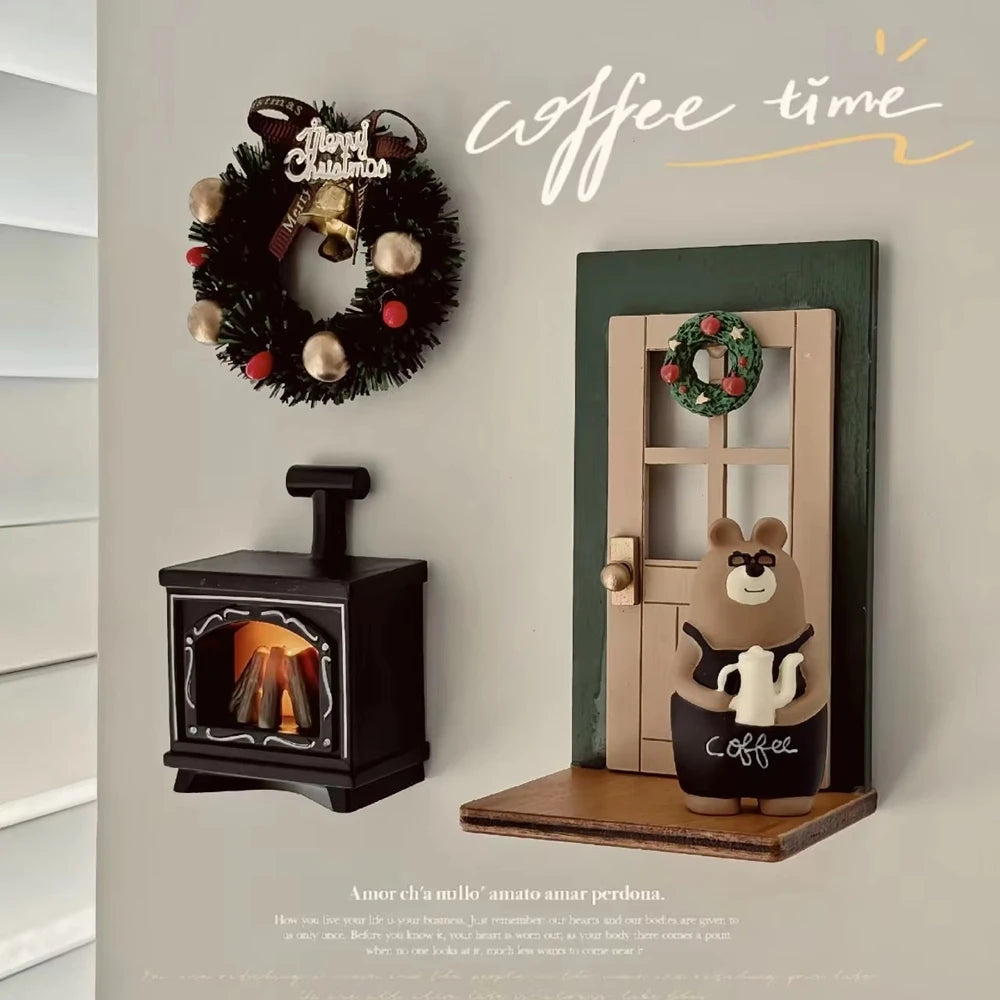Mini Cat Fireplace Refrigerator with LED